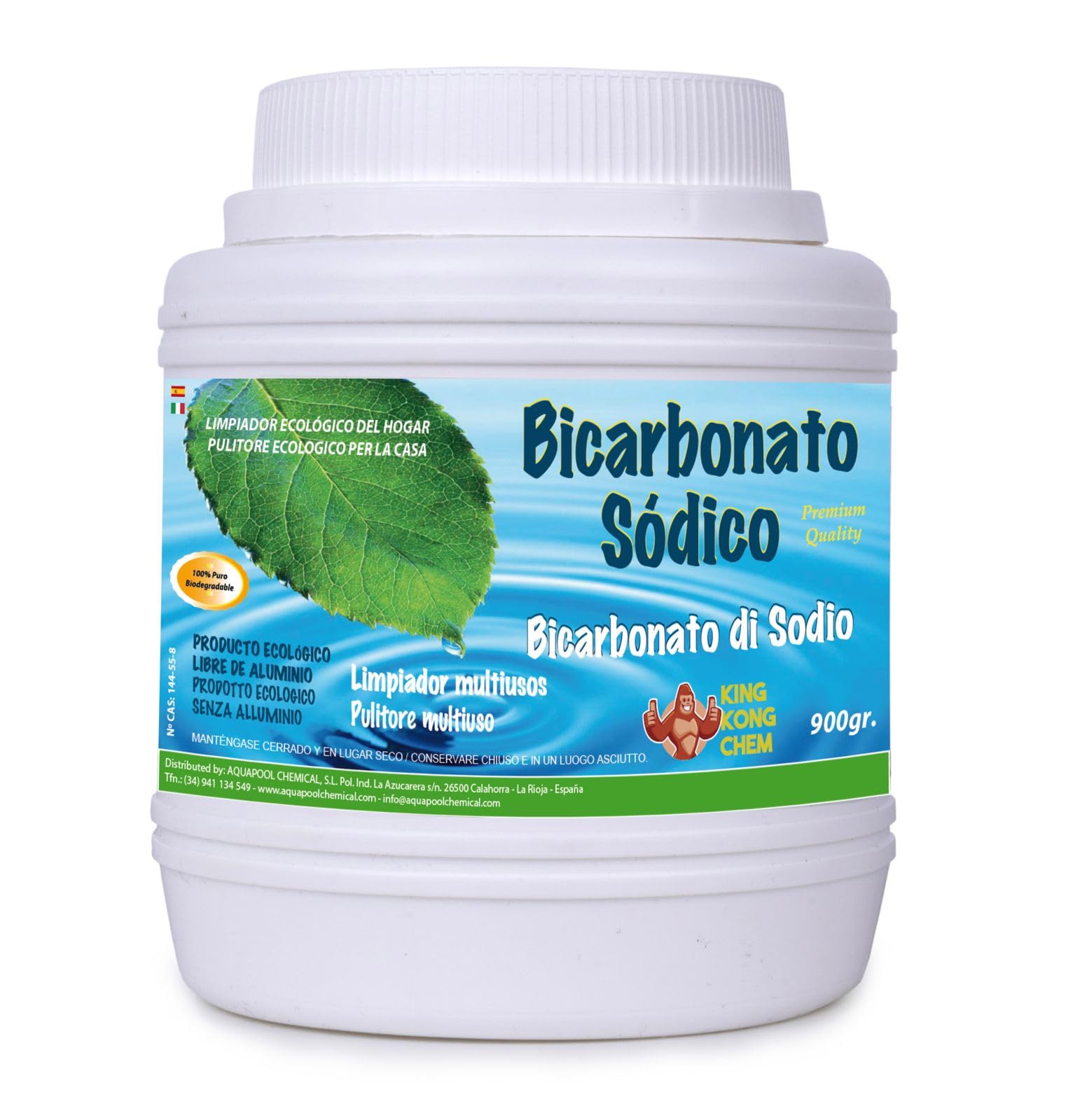 BICARBONATO SÓDICO - Limpiador ecológico. Incluye cucharilla dosificadora. Envase de seguridad (900 GR.)