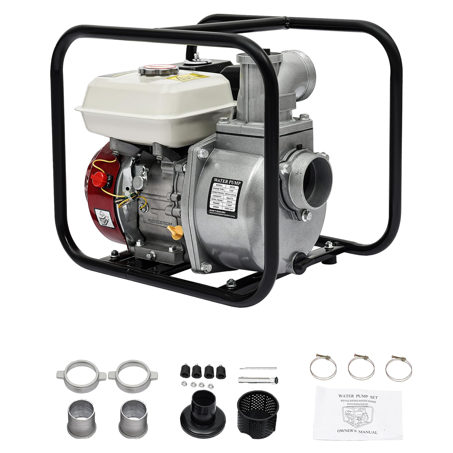 Bomba de agua de gasolina de 4 tiempos, 7,5 CV, 210 CC, 60 m³/h