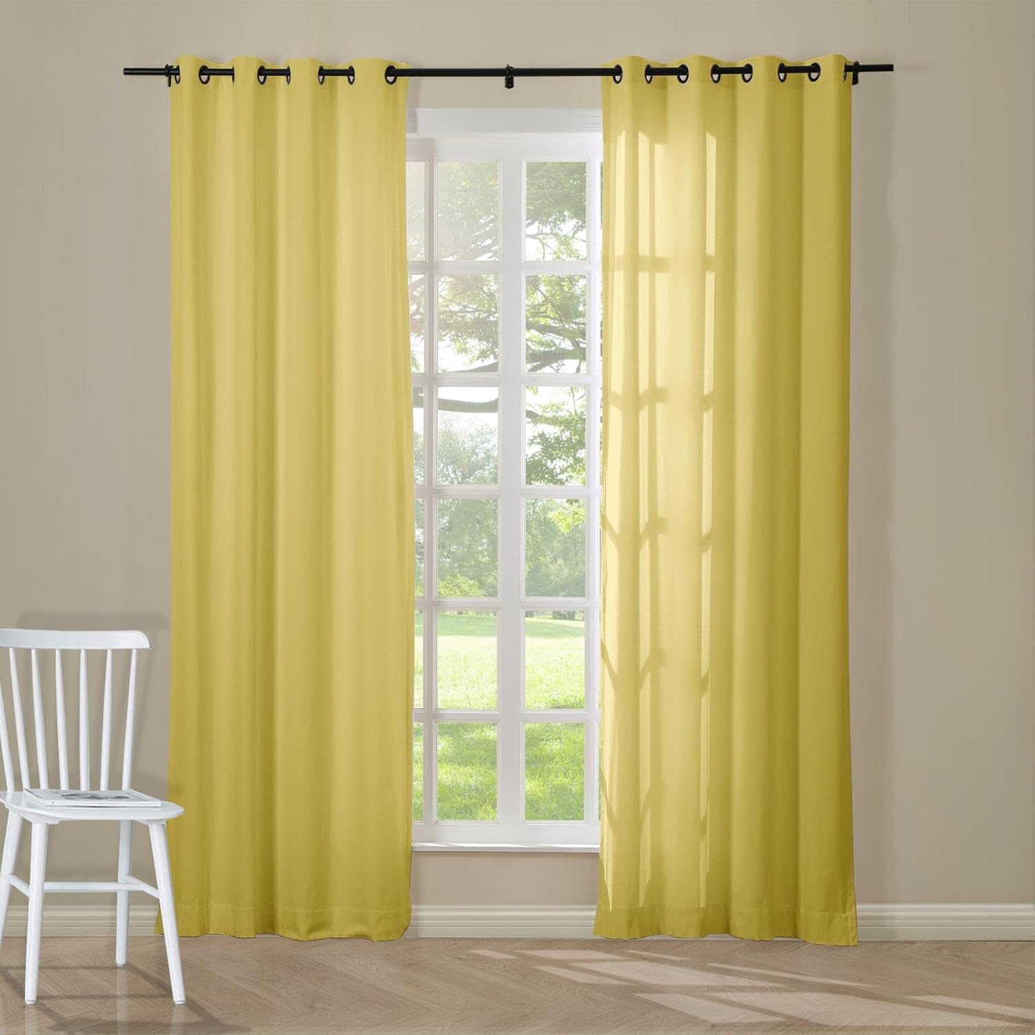 ChadMade Light Filtering 100% Cotton Curtain Whire 84 Inches Length Grommet Drape Window Treatment Curtain for Bedroom Farmhouse Cotton Lightweight Curtain (52Wx84L, 1 Panel)