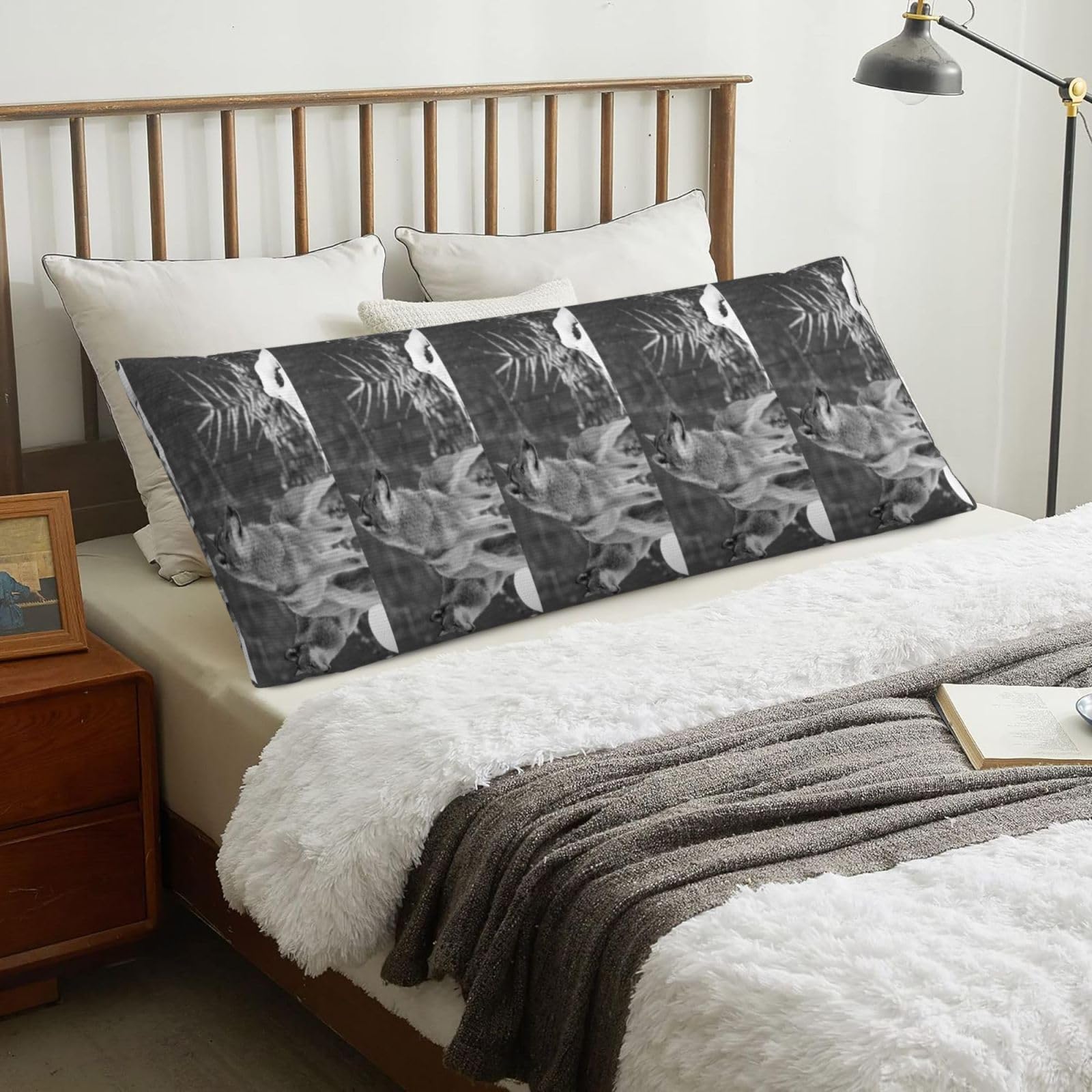 Wild Wolf Printed, Body Pillow Cover with Zipper,Long Body Pillowcase 20 x 60 in