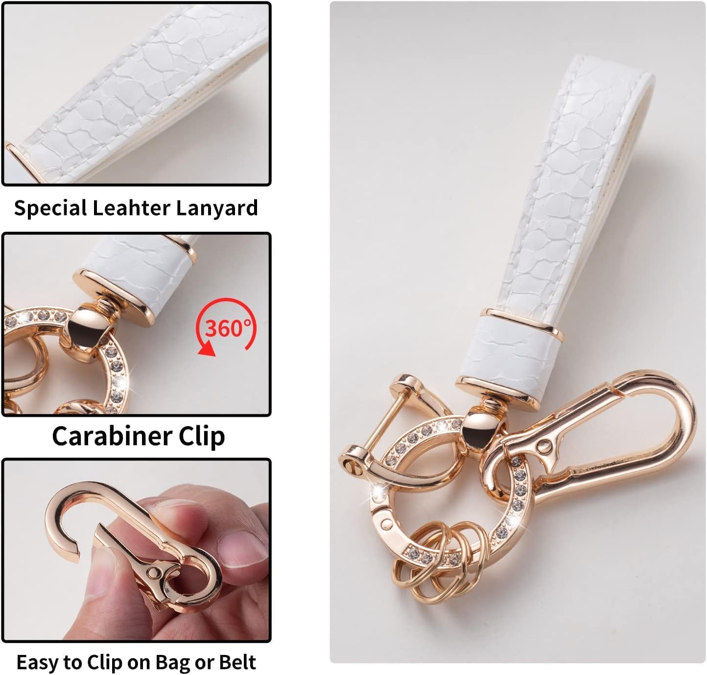for Lexus Key Fob Cover with Keychain Lanyard, Key Case Protection Fit for Lexus ES350 ES300h UX200 LS500 LS500H LC500 LC500h Smart Key Protector Holder, White image 5