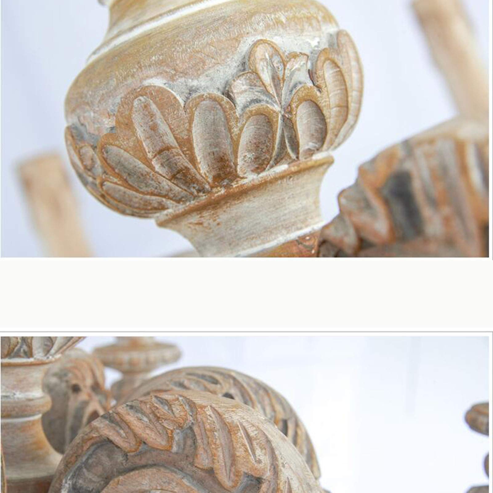 Shabby Chic Verwittert Holz Kerze-stil Deckenleuchten Für Wohnzimmer Flur Esszimmer,E14 Elegante Vintage Einstellbar Kronleuchter-Das holz ist altmodisch 70 * 68cm