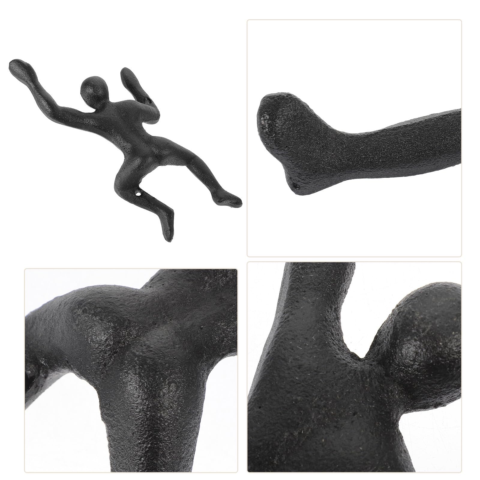 2 Stück Gusseisen Wandhaken Kletterfigur Schwarz für Wandmontage