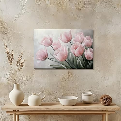 Miniatura 4 de retro room decor aesthetic art prints Pink Tulips Flowers Aesthetic Poster Print Artwork Wall for Living Room Bedroom Home Decoration12x18inch Framed
