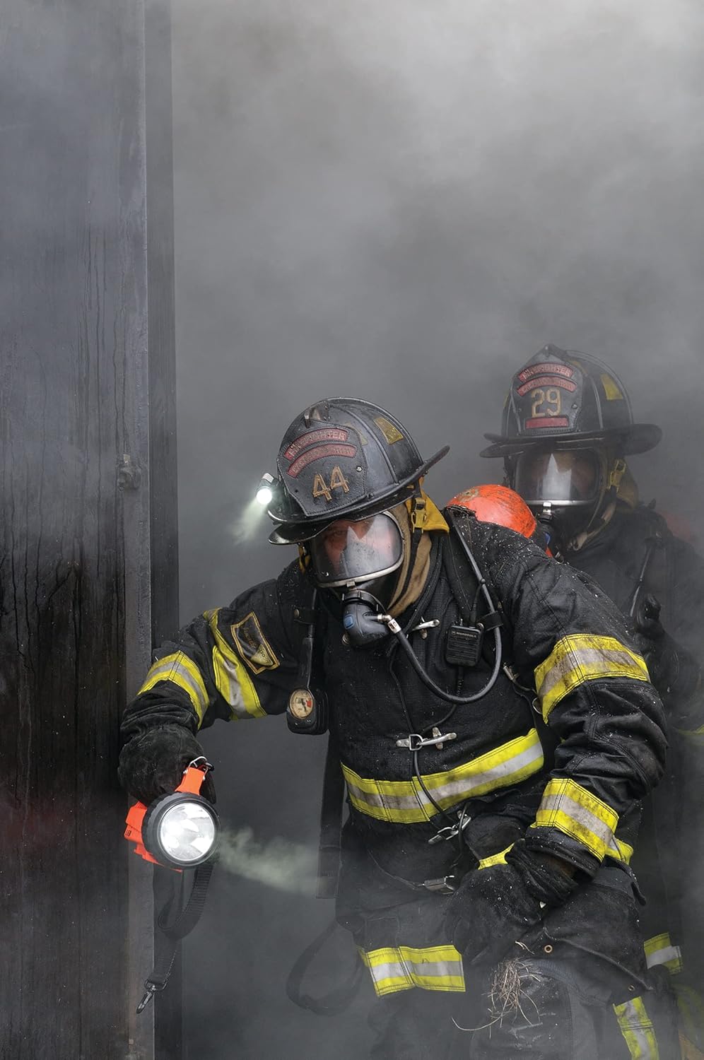 Streamlight 44450 Fire Vulcan 180-Lumen LED Flashlight with Standard System Includes AC/DC Charger, Dual Rear LEDs and Quick Release Shoulder Strap, Orange