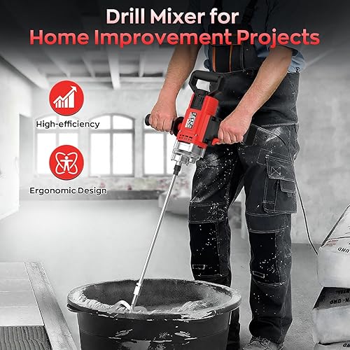 Vista 4 de IMAYCC Mezclador de Taladro, Mezclador de Hormigón de 3200W 20A para Taladro, Mezclador de Cemento de 110V con Cable de Velocidades Variables