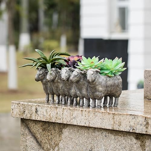 Miniatura 7 de Newman House Studio Maceta de resina para suculentas, macetas creativas de animales para el hogar, jardín, oficina, decoración de escritorio, 13 x