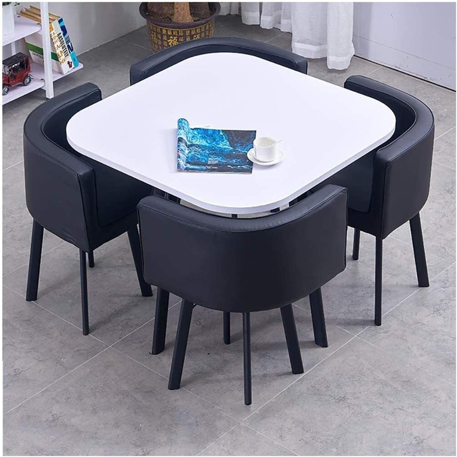 Leisure Table and Chair Set Office Conference Room Business Negotiation Reception 90cm Square Table Home Living Room (Color : Green) (Yellow)