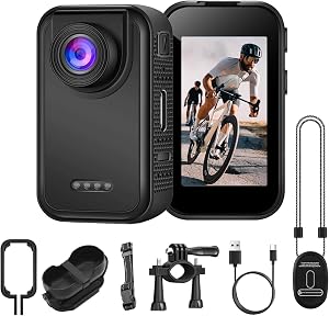 1080P HD Action Camera, Mini Portable Body Camera, 130° Wide Angle Thumb Camera with Magnetic Helmet Mount for Biking, Cycling, Travel, Sports, Work, and Pet Video Recording