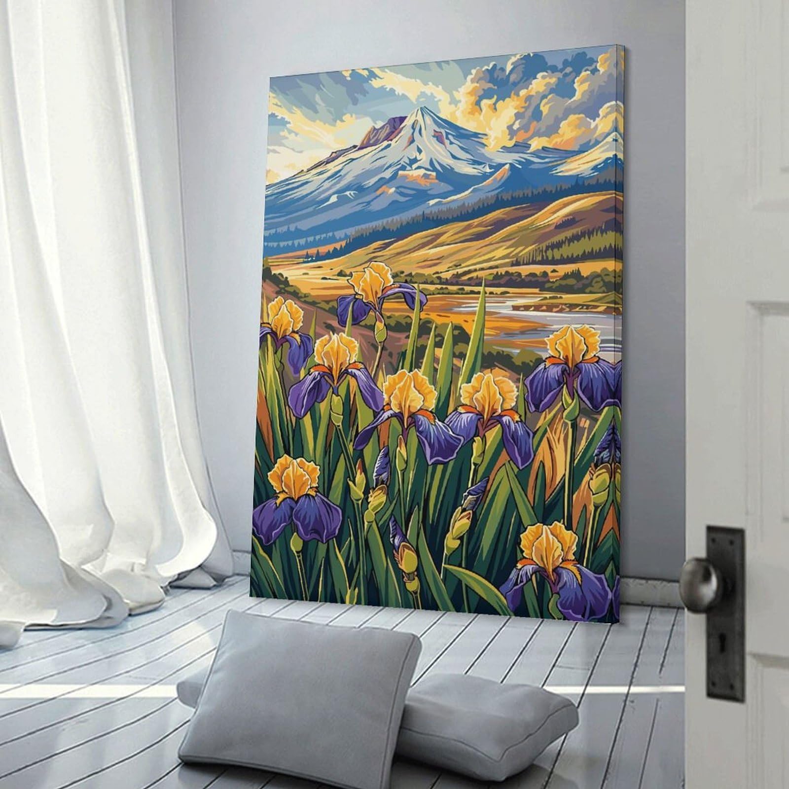 Junmoney Mountain Irises Wall Picture Print, 20x30inch(50x75cm), for Art Walls, Layered Displays Or Homes, Home Wall Art for Statement Displays