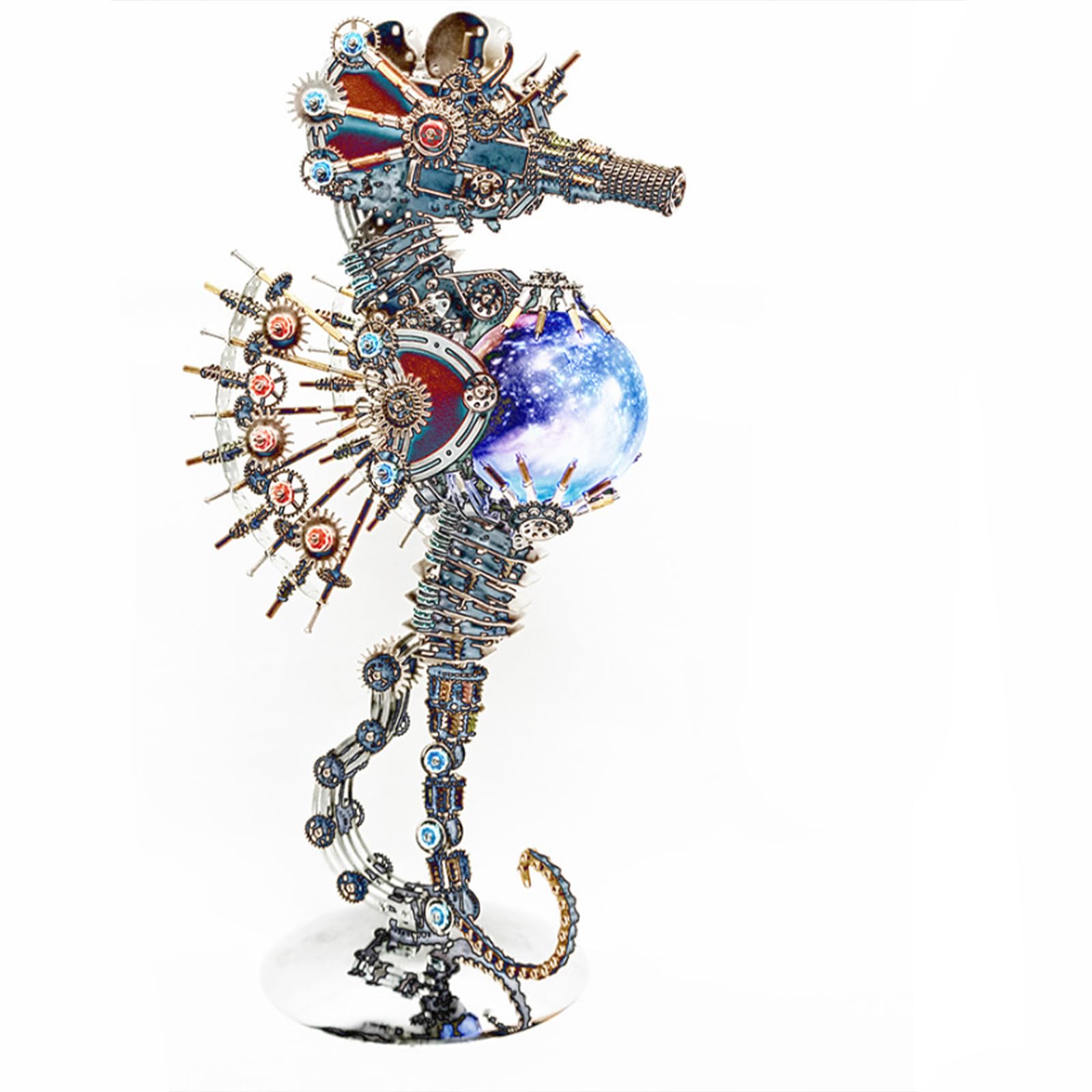 Puzzle 3D Steampunk, Puzzle in Metallo A Forma di Cavalluccio Marino, 2100(Color:Fuochi d'artificio)