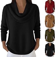 Tatumaie Women's Cozy Cowl Neck Cashmere Knit Sweater - Loose Fit Long Sleeve Pullover for Fall Winter Fashion