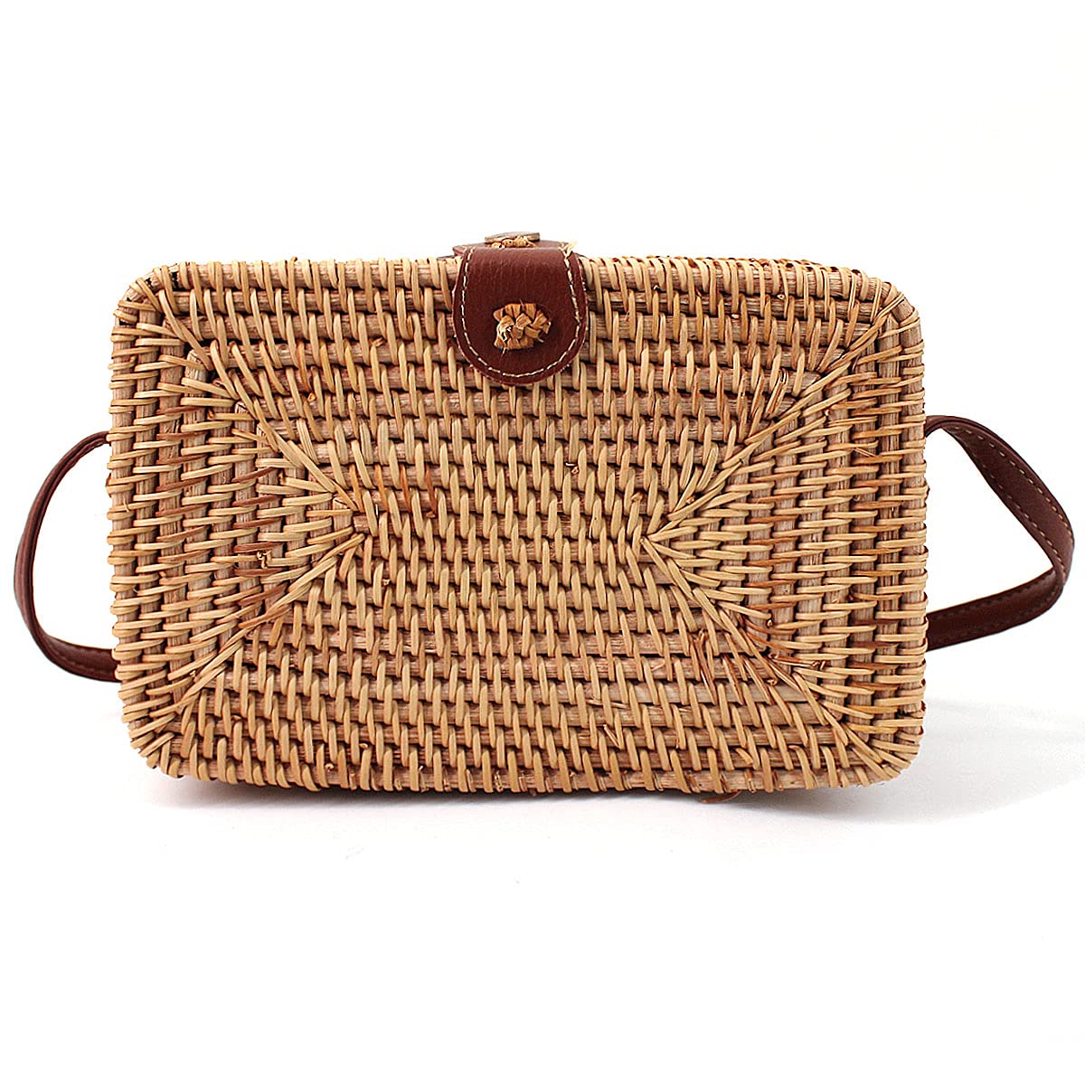 Van Caro Handwoven Cotton Straw Shoulder Bag Crochet Tassel Beach Bohemian Purse for Women