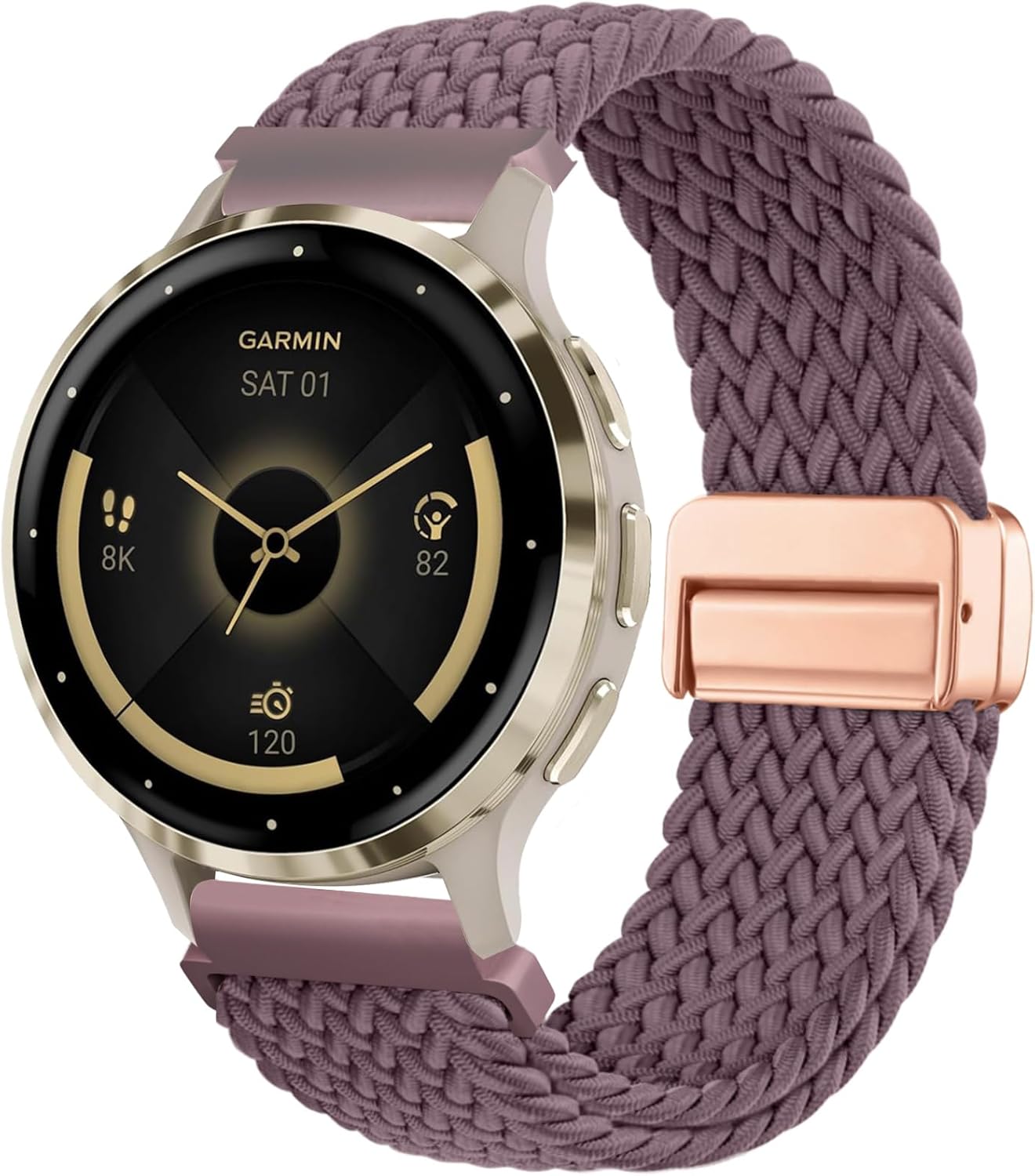 18mm Magnetic Braided Nylon Watch Band Compatible with Garmin Venu 3s/Venu 4 41mm/Venu 2s/ Vivoactive 4s/ Vivomove 3s /Forerunner 255S /265S, Elastic Soft Sport Stretchy Strap for Women Men