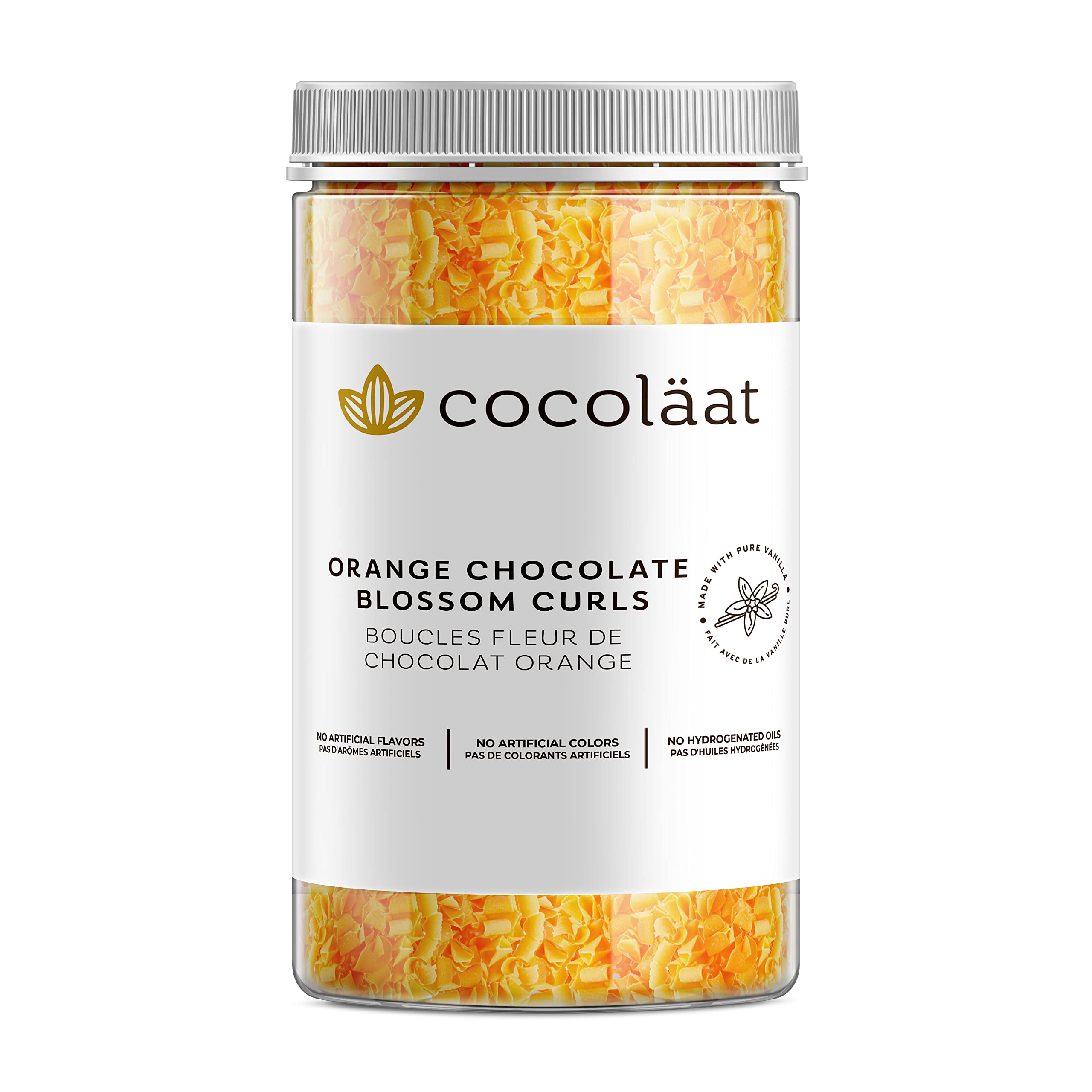 Cocoläat Orange Chocolate Blossom Curls | Resealable Jar | 2 lb