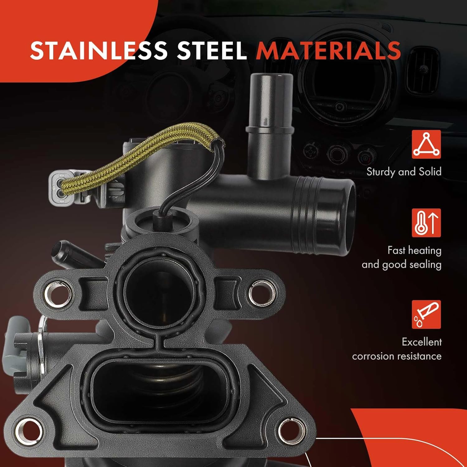 A-Premium Engine Coolant Thermostat Housing Assembly Compatible with Land Rover Range Rover, Discovery Sport, Discovery, Defender 110, Defender 90, Range Rover Evoque, Range Rover Sport Velar