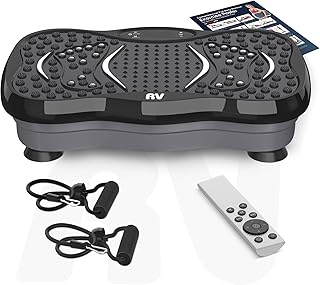 Roneyville 8-in-1 Ultra Compact Thin Vibration Plate with 299 Speed Levels, USB Bluetooth Music Player, Magnotherapy, Resistance Bands | Premium Vibro Trainer Fitness Exercise Machine For Weight Loss