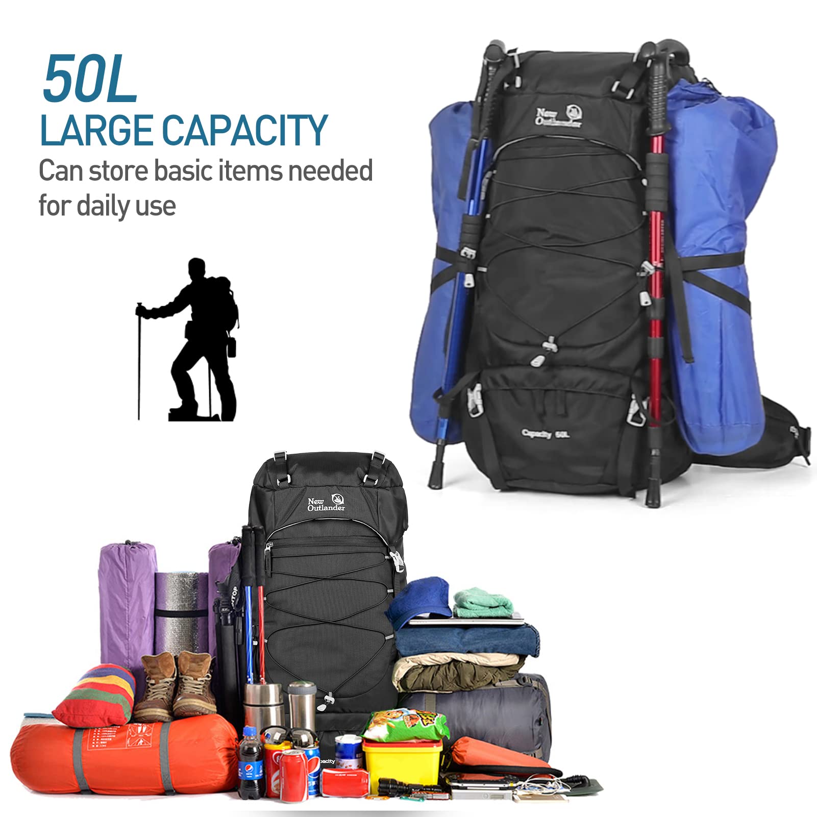 Lixada Mochila de Senderismo de 50L Mochila de Viaje para Acampar MontañIsmo Mochila para Deportes al Aire Libre Mochila Grandes para Hombre y Mujer Impermeable Mochila de Senderismo Mochila de Viaje
