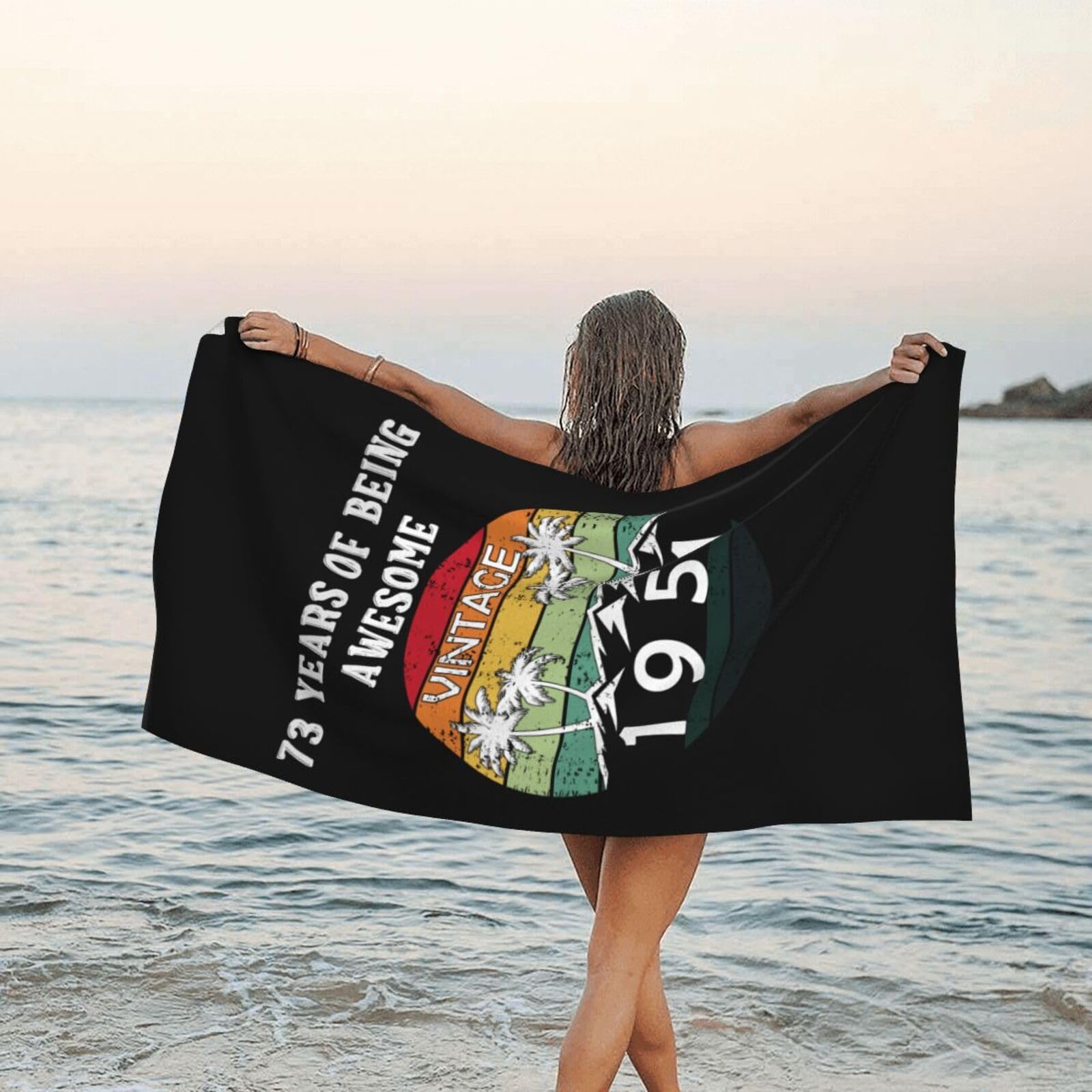 Drap de bain sans sable 73e anniversaire 80x130 cm serviette de plage portable
