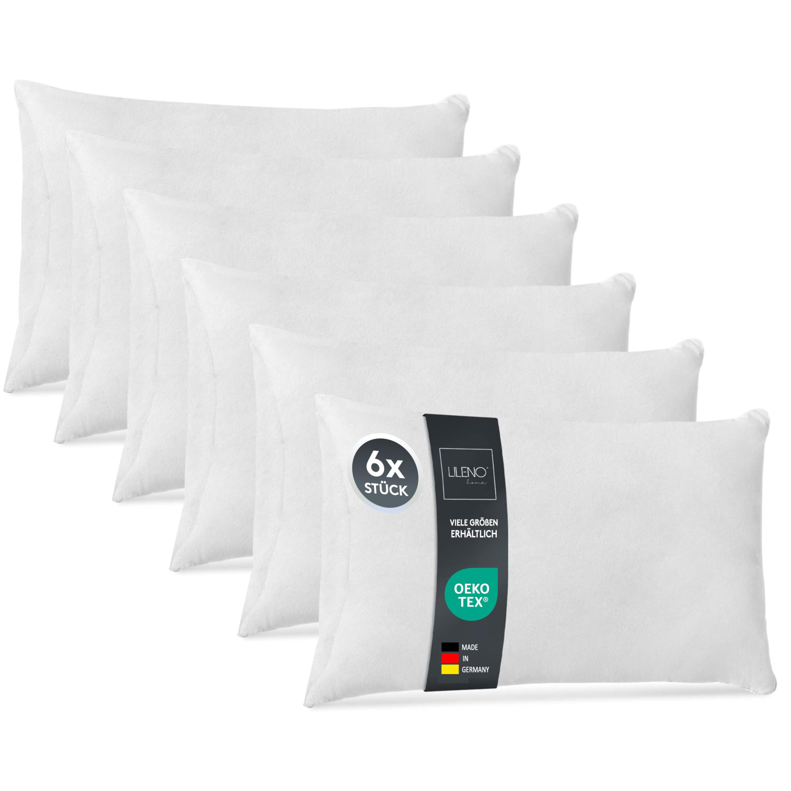 LILENO HOME Set of 6 Pillow Fillings 70x90 cm - 40°C Washable Inner Pillow Suitable for Allergies - Polyester Pillow for Couch, Sofa cusion, and as Head and Bed pillow