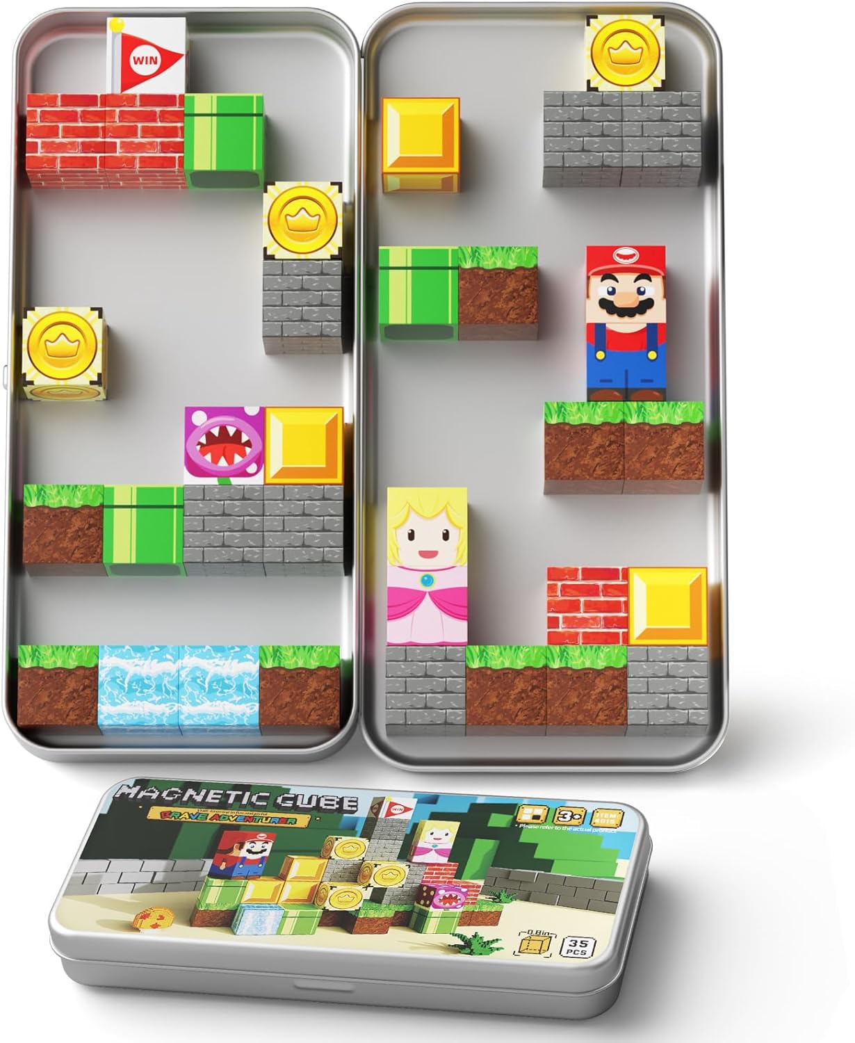 Travel Magnet Building Blocks for Toddlers, 35PCS Magnetic Building Toys and 40PCS Mini Magnetic Tiles Construction Block Sen