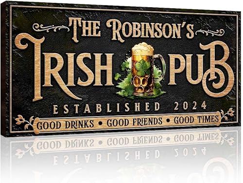 Miniatura 1 de TAILORED CANVASES - Letrero de pub irlandés personalizado - Decoración personalizada de bar y salón para bares, sótanos y pubs del hogar - Arte