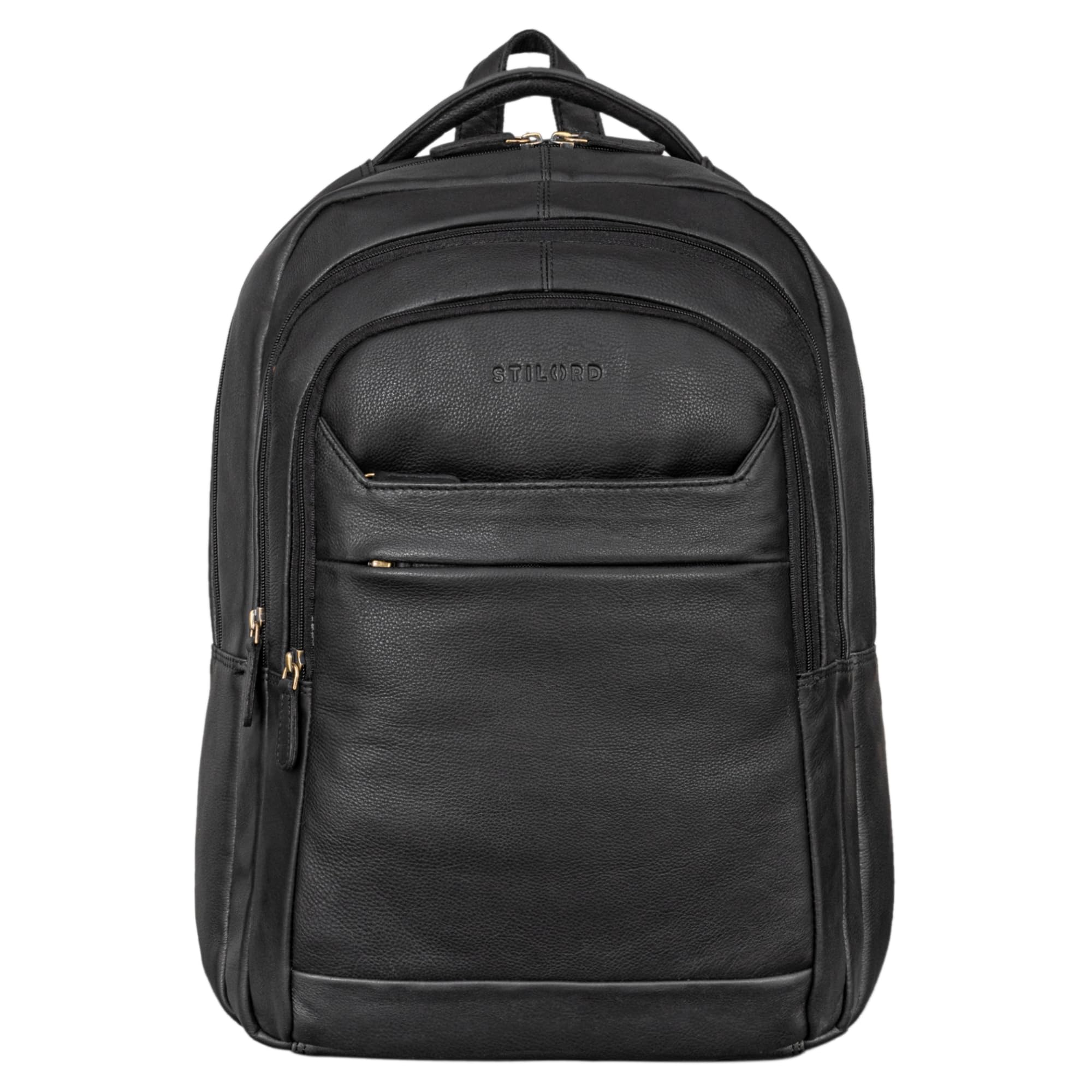 STILORD Keno Leder Rucksack mit Laptopfach 15,6 Zoll Business Rucksack Herren und Damen Bürorucksack Lederrucksack Office Bag Leder Farbe:schwarz