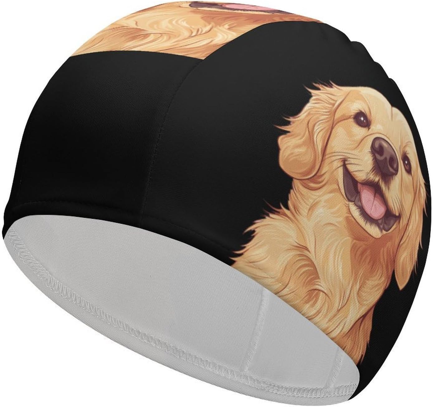 Retriever Dog Smiling Womens Swim Cap for Men Adult Swimming Hat Curly Short Medium Long Hair