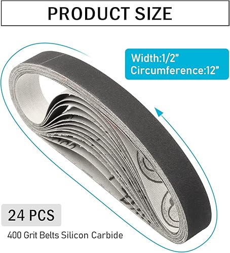 Miniatura 2 de Kit de correas de repuesto para afilador de cuchillos de 12" x 12", 400 correas de lija de grano medio para afilador de cuchillos original y