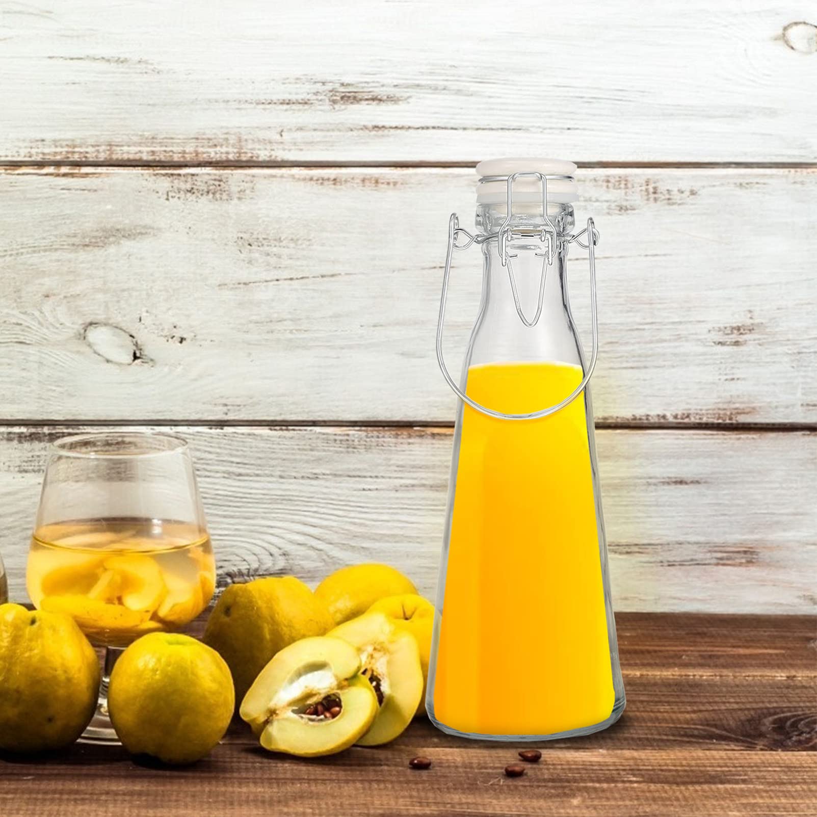 DOITOOL Bottiglia Vetro 500ml con Tappo a Bottone per Latte, Tè e Bevande Artigianali Riutilizzabile Resistente alle Variazioni di Temperatura 2 Pezzi