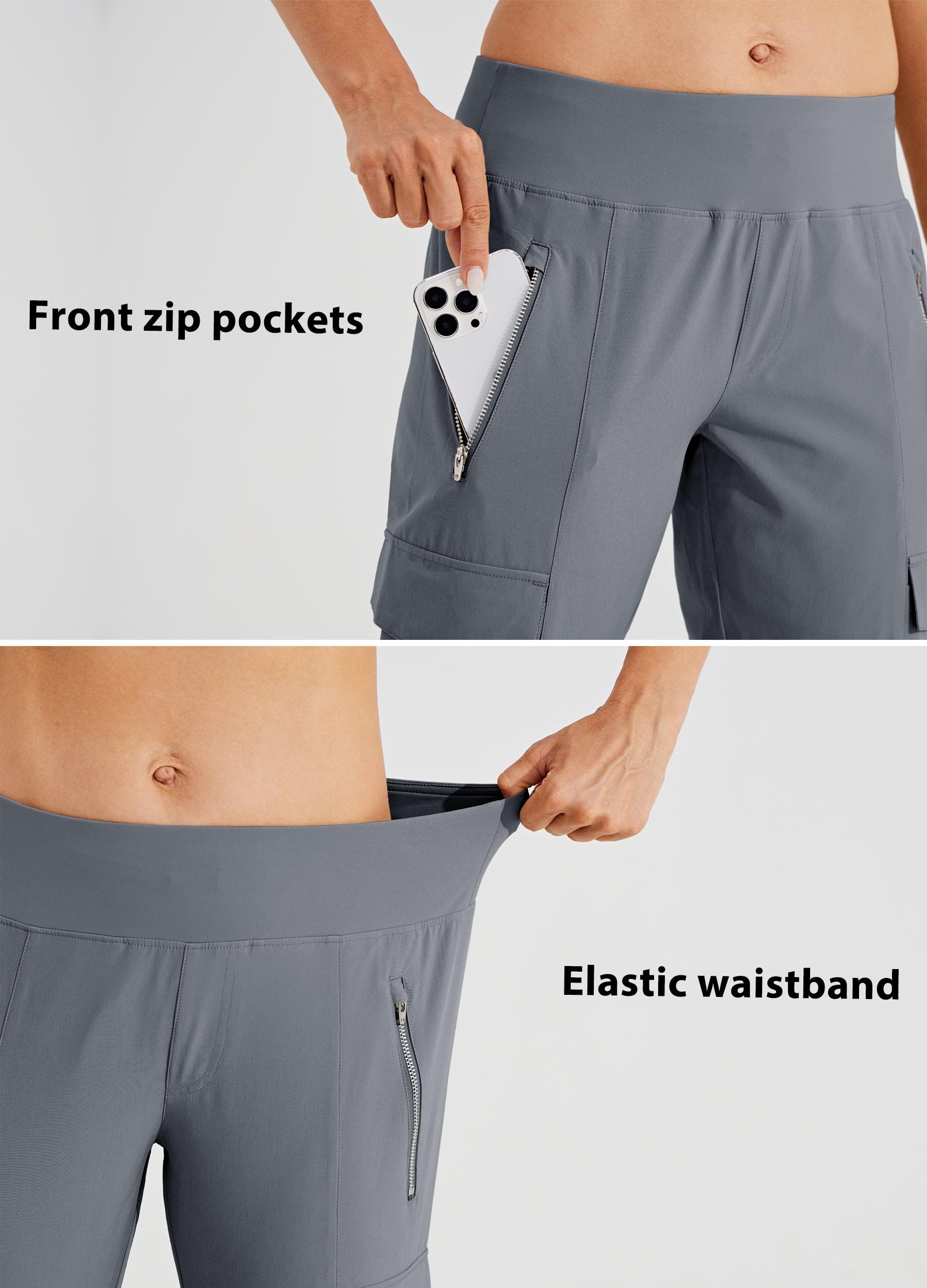 Willit Pantalon de golf pour femme avec poches – Pantalon athlétique à séchage rapide – Léger et résistant à l'eau