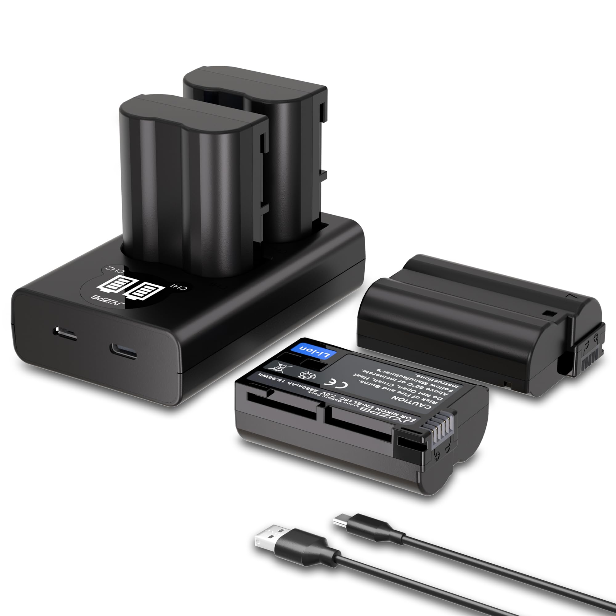 JYJZPB 4 Pack EN-EL15C Batteries and Dual Battery Charger for Nikon Camera