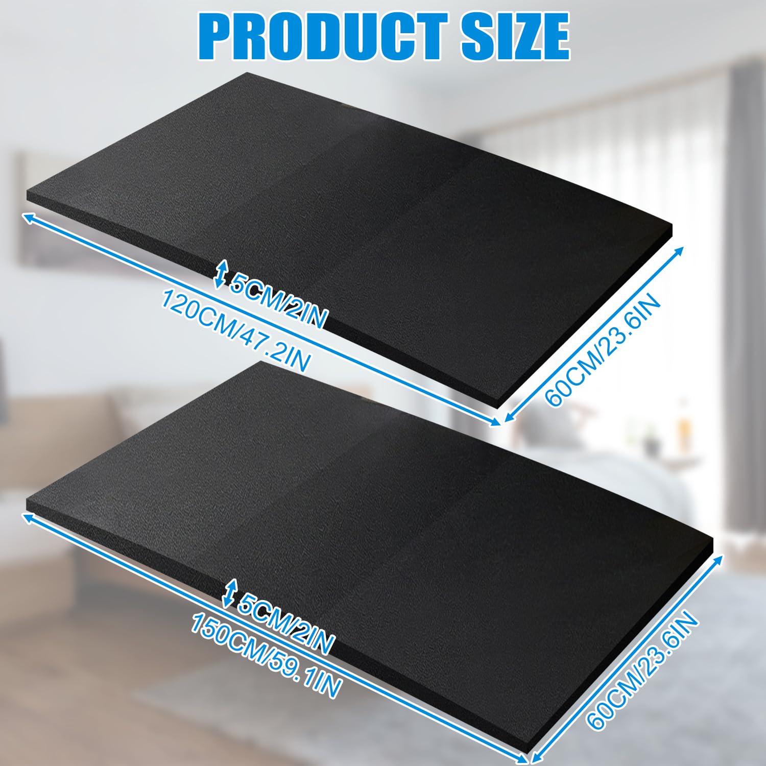 Support de matelas affaissé pour réparer les lits qui coulent - Coussin en mousse haute densité - 120 x 60 x 5 cm - Noir - Support trapézoïdal sous le matelas - Planches de support découpables
