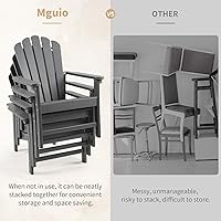 Vista 4 de Sillas Adirondack apilables, juego de 2, silla de fuego resistente al mal tiempo y de ahorro de espacio HDPE para césped, porche y terraza al aire