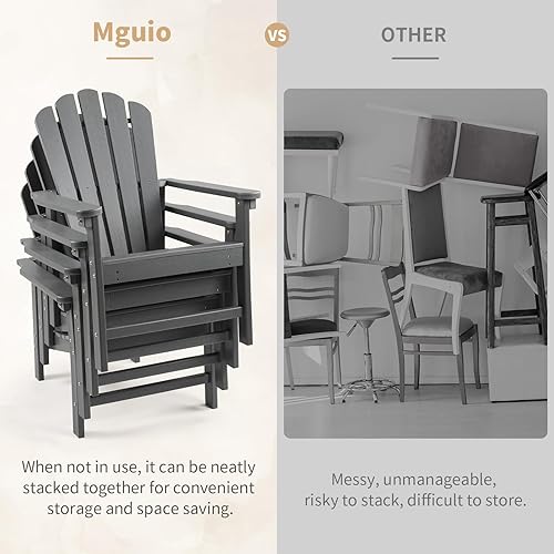 Miniatura 4 de Silla Adirondack apilable, sillas para hogueras de polietileno de alta densidad que ahorran espacio para todo tipo de clima, para patio al aire libre