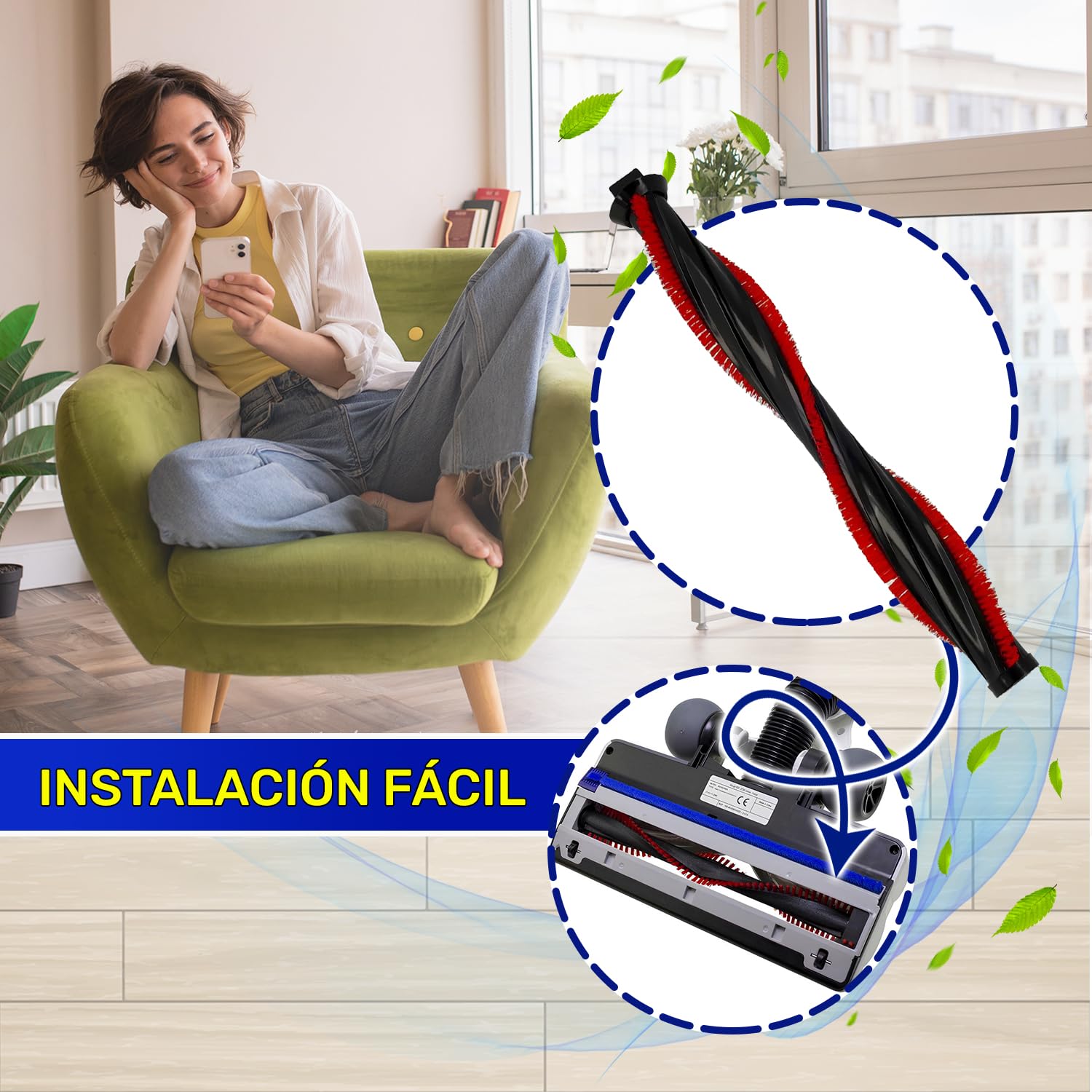 MONTERAL Rollo Cepillo Aspiradora con Código Original SS-2230002457 para Rowenta X-Force Flex 8.60 - Garantía de 10 Años
