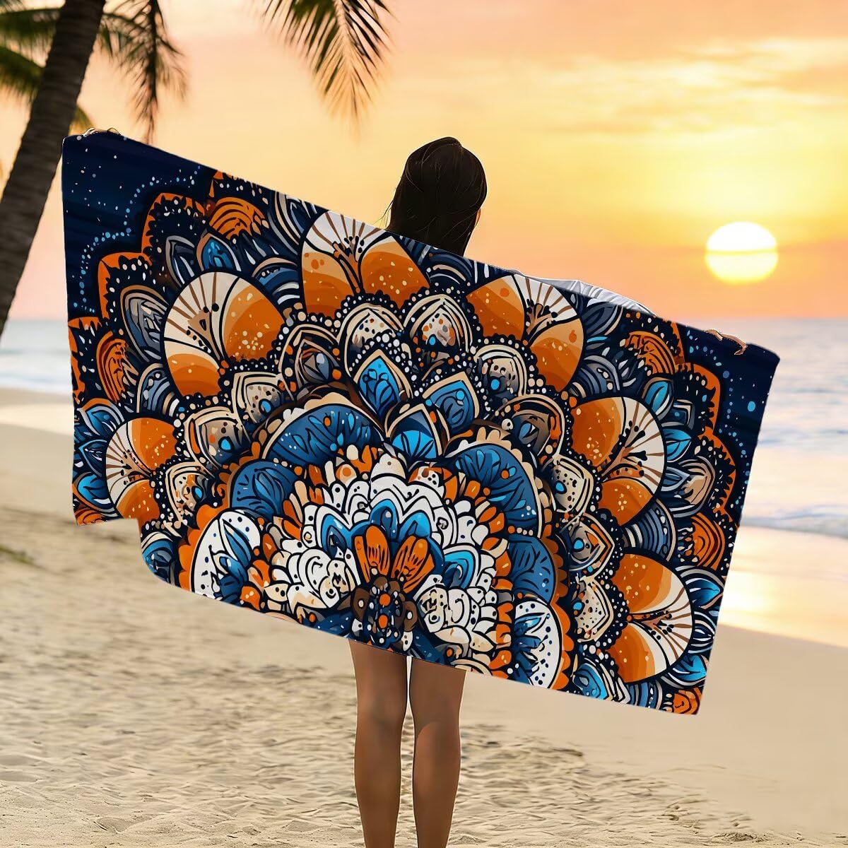 Ręcznik plażowy XXL, 100 x 200 cm, zestaw 2 szt., ręcznik do sauny, ręcznik z mikrofibry, szybkoschnący, sportowy ręcznik do studia fitness, lekki ręcznik kąpielowy, duży ręcznik kąpielowy, bez piasku