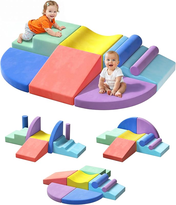Twinkoo Foam Climbing Block Set for Toddlers, 8-Piece Soft Climbing Toy | Extra Large Foam Blocks, Washable Skin-Friendly Covers, ASTM F963-23, CPSIA, High-Density Foam, Hidden Zippers, Gift for Kids