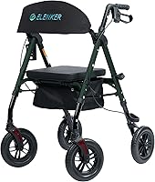 Vista 9 de Andador todo terreno ELENKER con ruedas no neumáticas de 10", asiento y respaldo acolchados de esponja, marco completamente ajustable para personas