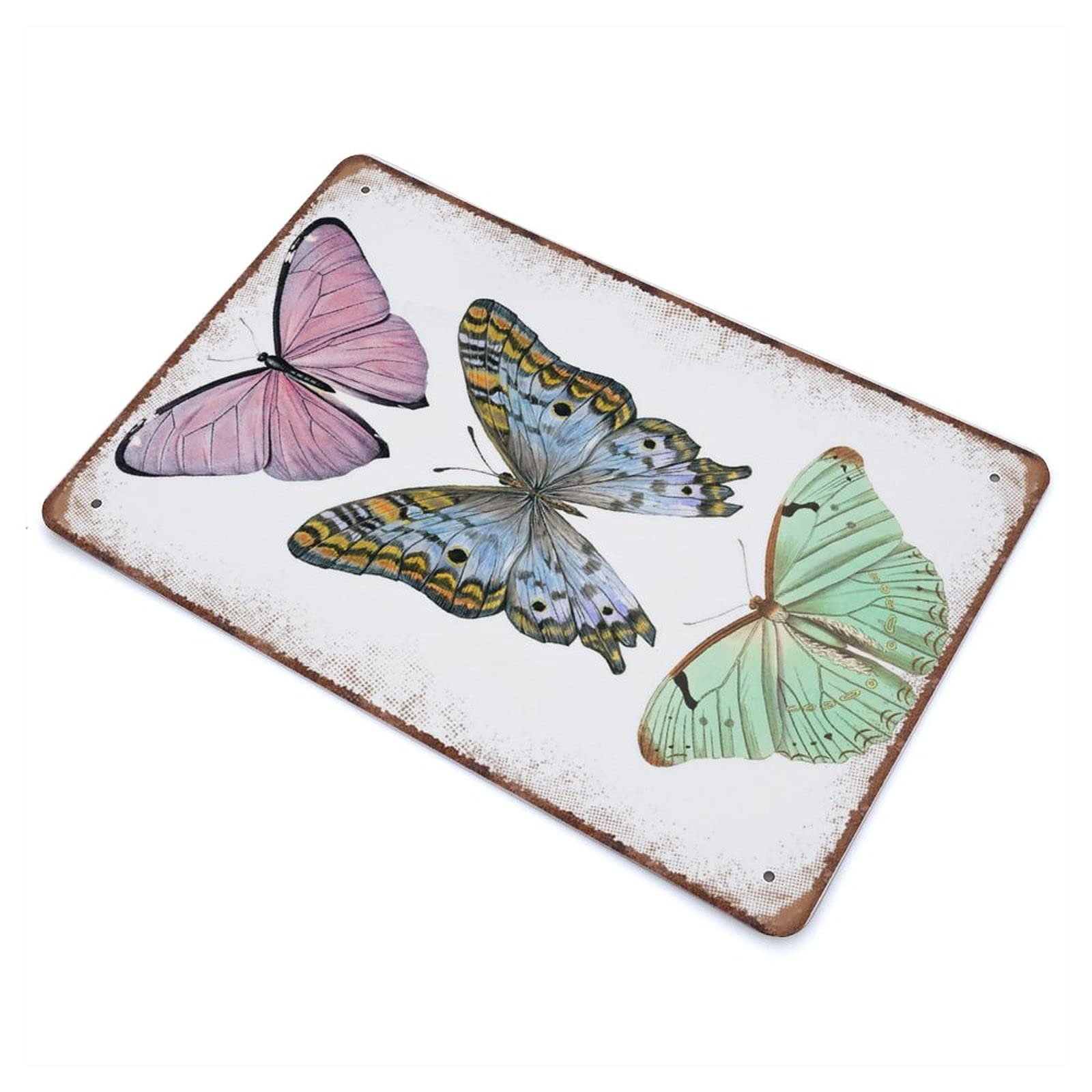 Adesivo in metallo con farfalla per casa, bar, garage, 20,3 x 30,5 cm