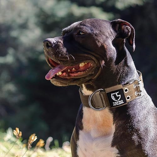 Miniatura 7 de TSPRO Collar táctico de perro K9 de 1.5 pulgadas con hebilla de metal y parche de bandera de Estados Unidos para perros medianos y grandes (negro, M)