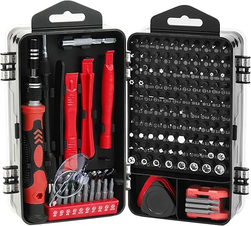 Locimirv Juego de destornilladores de precisión, 138 en 1, juego de destornilladores pequeños magnéticos electrónicos con estuche para reparación de