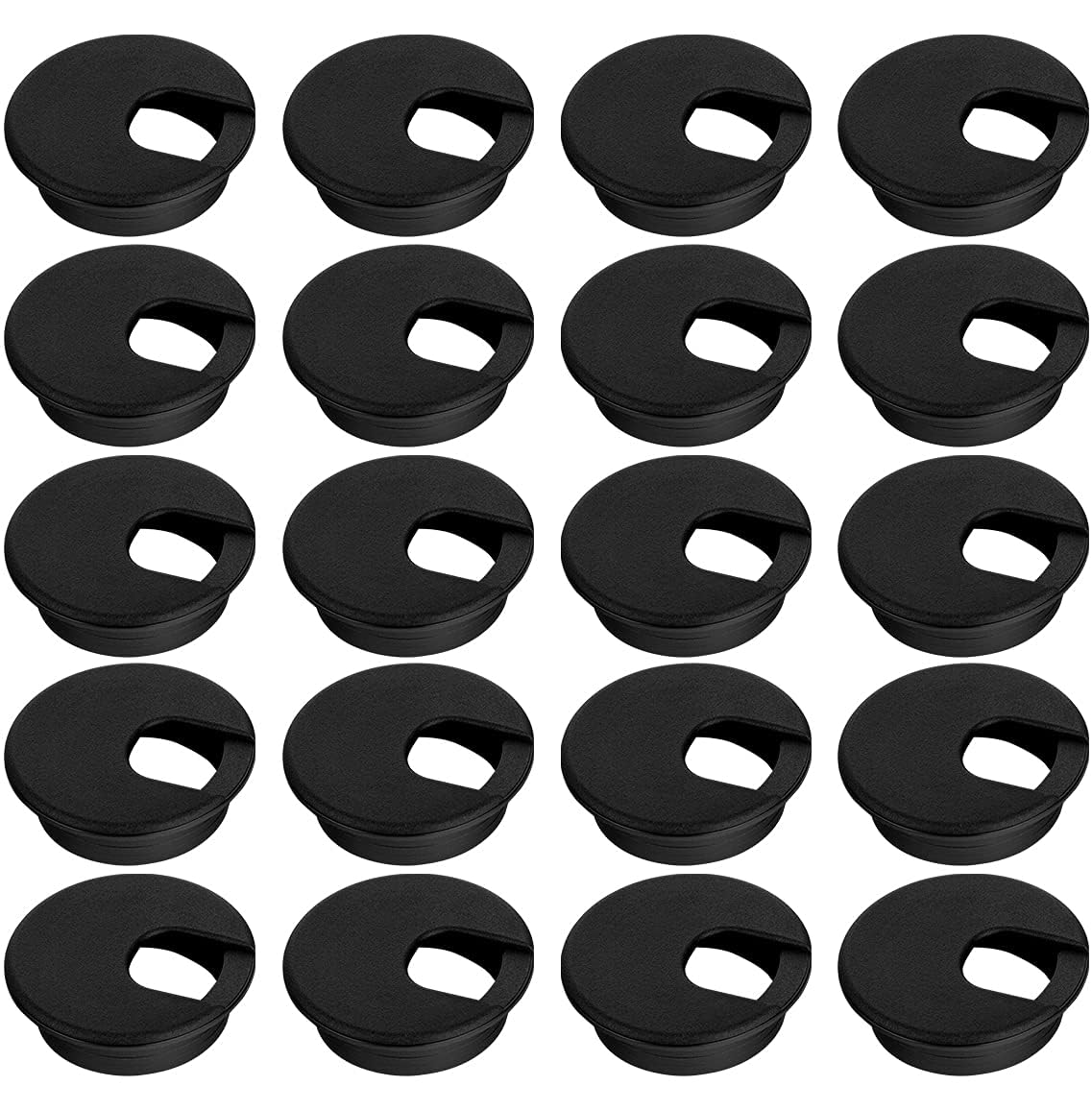 LepoHome 2 Inch Desk Grommet - 40Pcs Plastic Desk Cord Hole Cover, 50mm Diameter Black Cable Grommets Hole Cover for Organized Wires & Cords Through