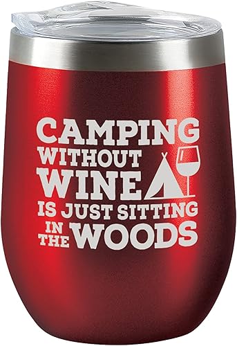 Chris's Stuff Vaso de vino de 12 onzas  Taza de café helado con tapa a prueba de salpicaduras. Acero inoxidable de doble pared aislada al vacío con