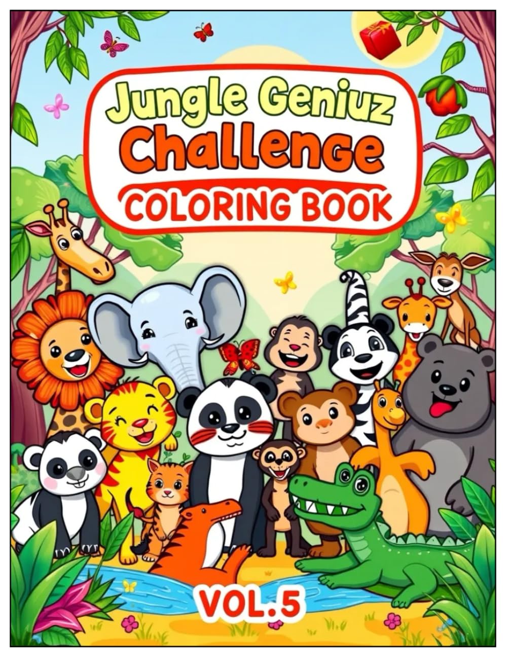 Animal Quiz Coloring Book: Jungle Genius Challenge Vol.5: Jungle Adventure Coloring with Easy Quizzes & Amazing Animal Facts