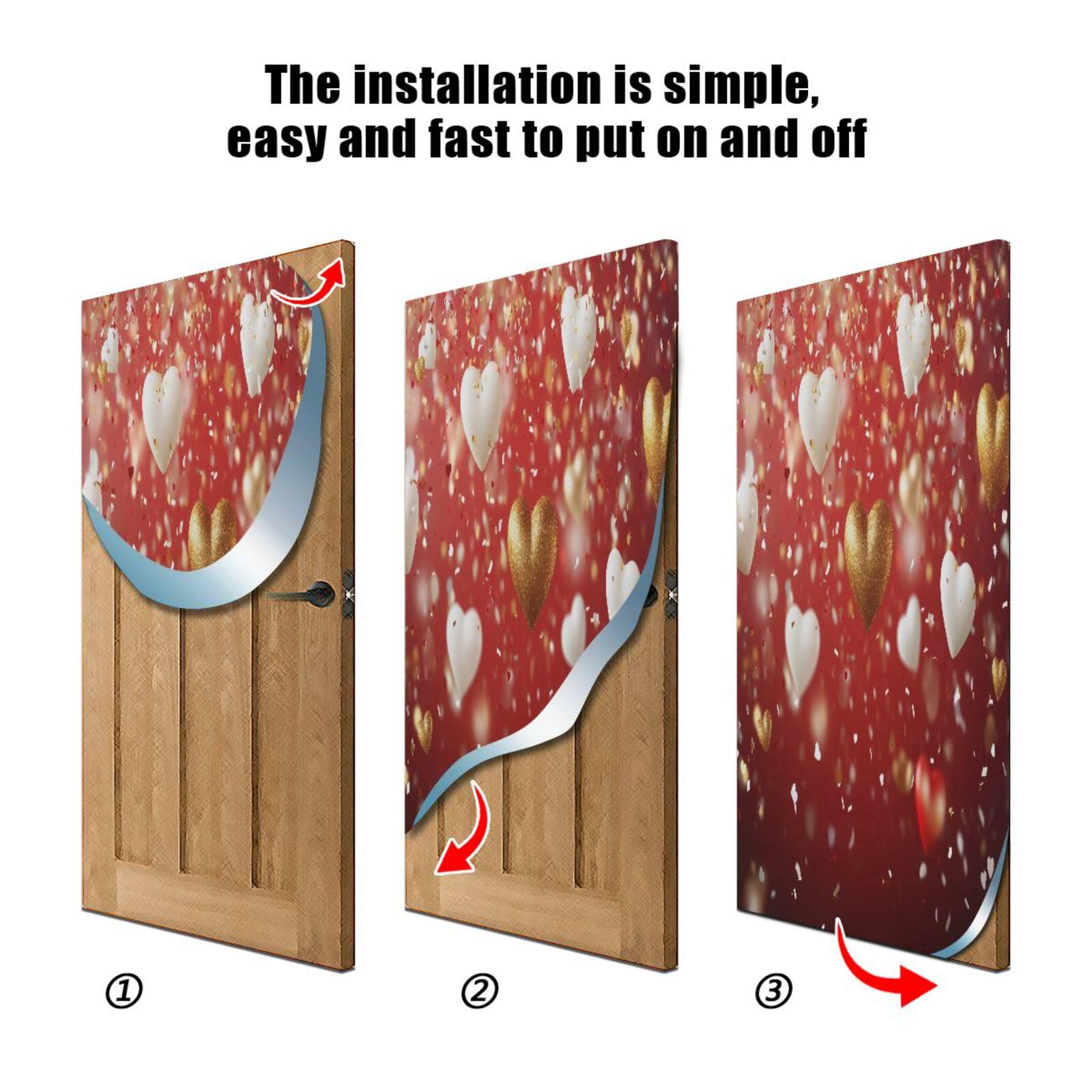 FLildon Love Balloons Valentine's Day Door Cover Decoration, Party Accessory Porch Decor for Festive Ornament Room Door Covers 32 x 79 Inch