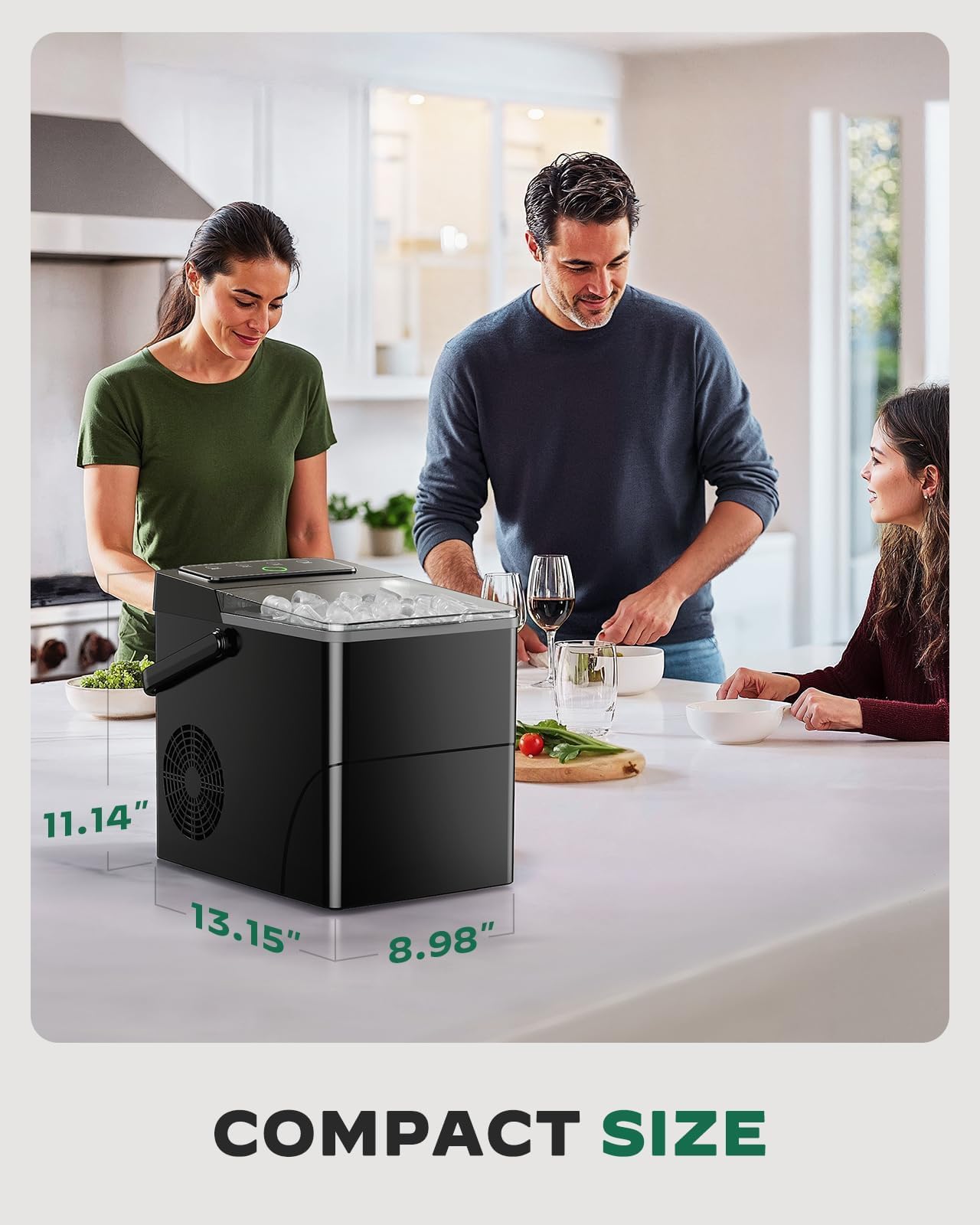 Silonn Countertop Ice Maker, Ice Makers Countertop with 2.5L Expandable Ice Basket & 1.8L Water Tank, 26Lbs/24H, 9 Bullet Ice in 6 Mins view 7