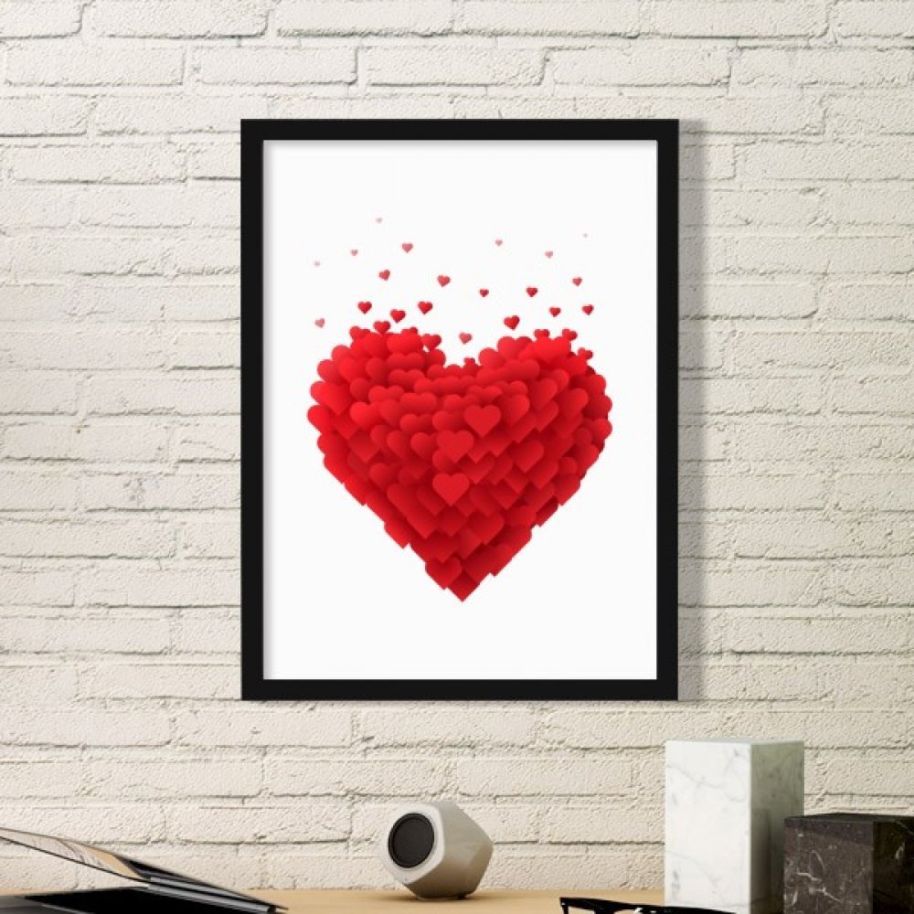 Cadre photo coeur rouge pour rompre la monotonie d'un mur blanc triste