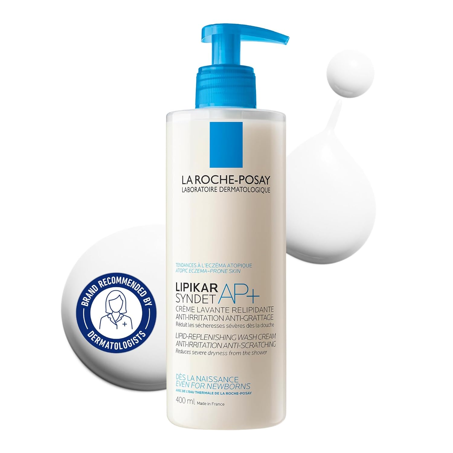 La Roche-Posay Body Wash, Lipikar Syndet AP+ Body Cleansing Cream with Shea Butter & REFILL BUNDLE PACK, Lipid-Replenishing Hydration for Sensitive, Dry to Eczema-Prone Skin, Fragrance-Free