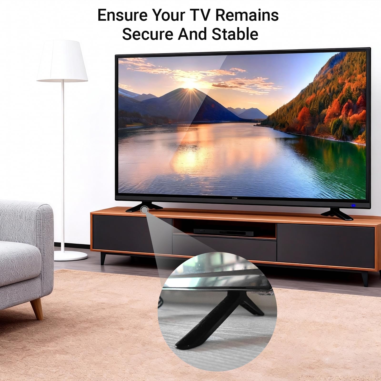 2PCS Universal TV Legs with Screws, Replacement TV Stand Base Feet for 24-55 Inch Flat Screen TVs, Compatible with Samsung/LG/Hisense/TCL Roku/Sharp/JVC, Non-Slip Black Pedestal Stand for Table Top — view 5